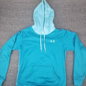 Under Armor Sweatshirt Womens Small Hoodie Two Toned Blue Logo Hooded Active